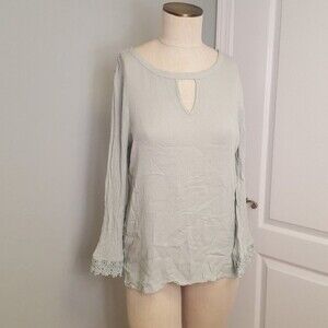 Altar'd State Mint Green Lace Boho Keyhole Top